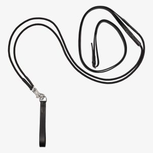 Double leather and nylon draw reins size full color black