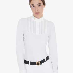 Equestro Womens Competition Buttons Shirt 1/2 Cotton (LS)