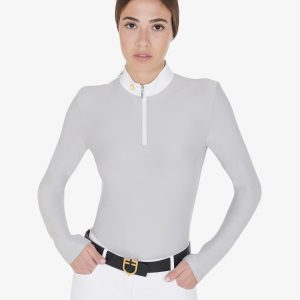 Equestro Womens'S Polo Shirt In Technical Fleece Fabric LS
