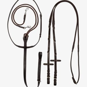 Reins with leather and rubber martingale Cob Dark Brown