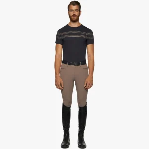 Cotton T-Shirt w/ Embossed Silicone Stripes