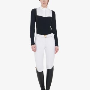 Women's slim fit competition polo shirt rhinestones