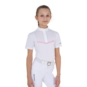 Girl's Knit Tape Competition Polo Shirt ss Buttons